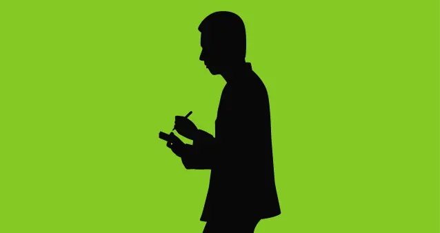 profile of man writing silhouette